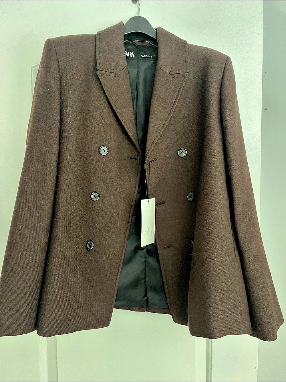 Zara ZW Collection Double-Breasted Blazer Brown Small
